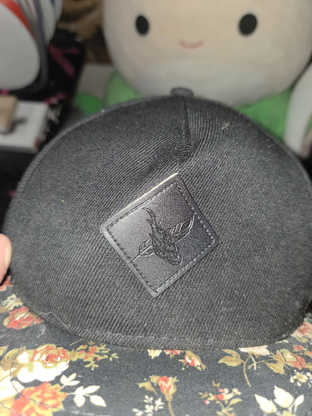 Black Floral Brim Snapback Hat